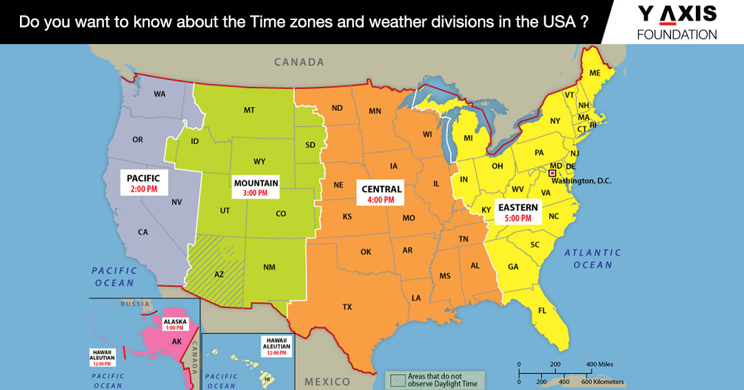 EDUSA Time Zone And Weather Division In The USA 